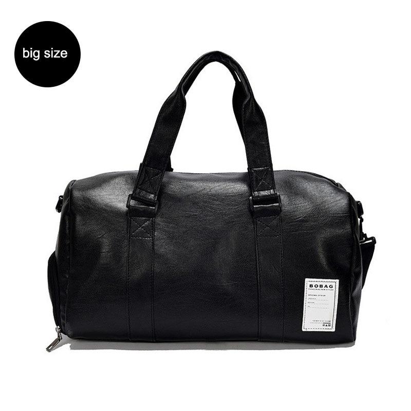 Buy High Capacity Black Gym Fitness Bags Men Women Pu Leather Sports