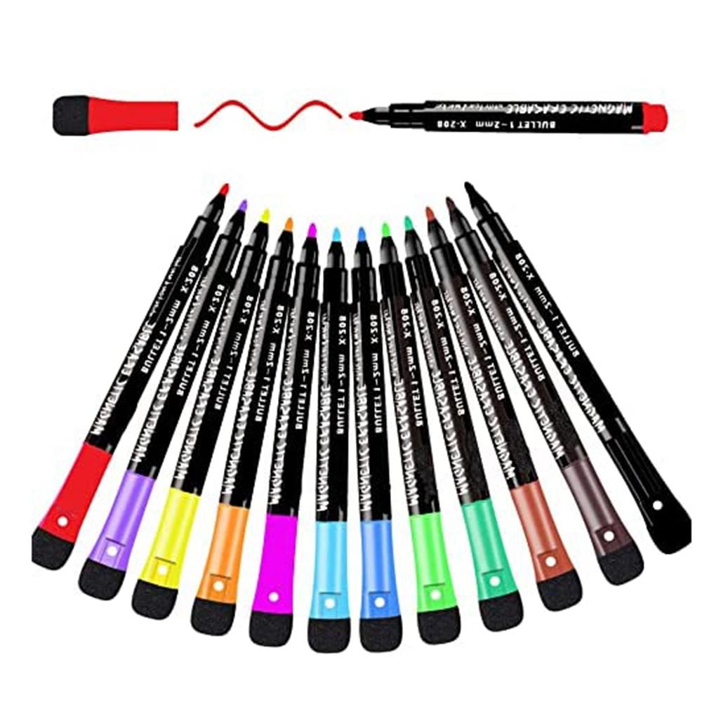 12Pc Whiteboard Pens with Eraser Dry Wipe Markers Whiteboard
