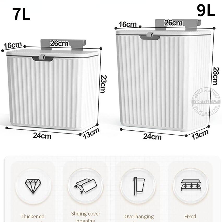 Buy 7/9L Wall Mounted Kitchen Trash Can Large Capacity Kitchen Garbage
