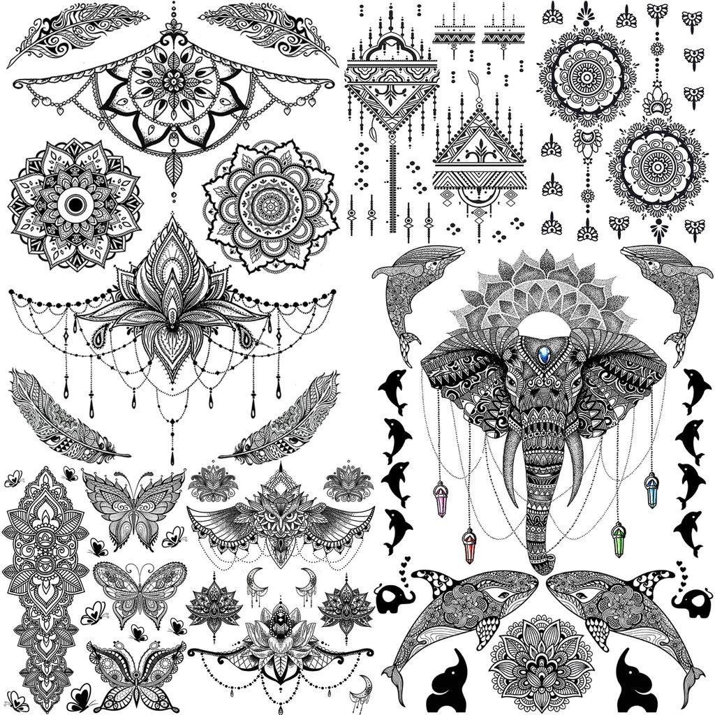 Schwarze Mandala Blume Temporäre Tattoos Aufkleber Für Frauen Sexy Gefälschte Schmuck Ketten Tatoos Waschbare Henna Ganesha Tattoo Anhänger Günstig Kaufen — Preis, Kostenlose Lieferung, Echte Bewertungen Mit Fotos — Joom 1024_x_1024_jpg