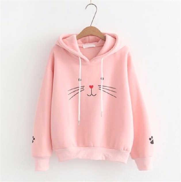 Buy Girls Thick Hooded Jacket Cat Ladies Hoodie Long Sleeve Sweatshirt