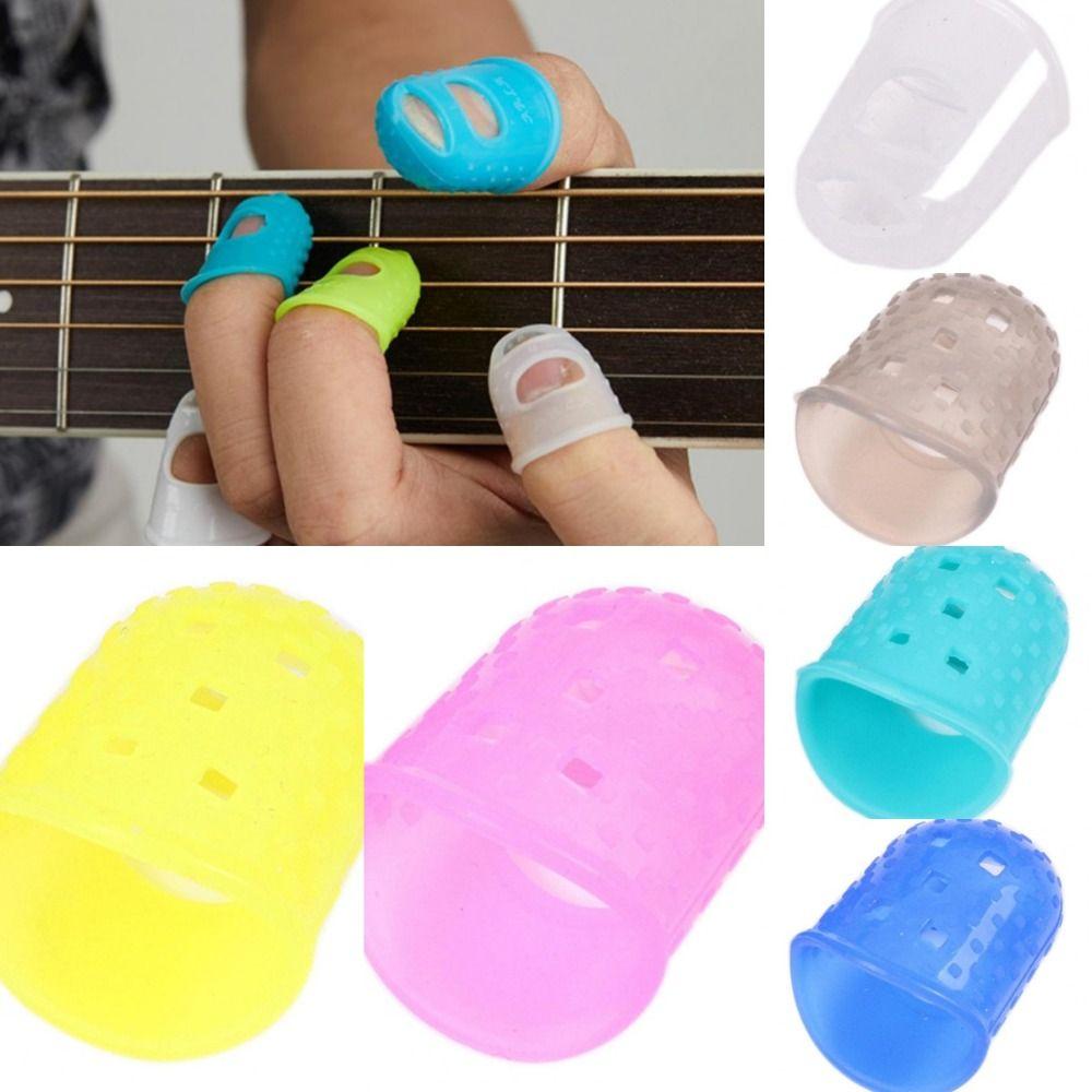 4pcs/set Solid Color Silicone Finger Guards Guitar Fingertip Protectors