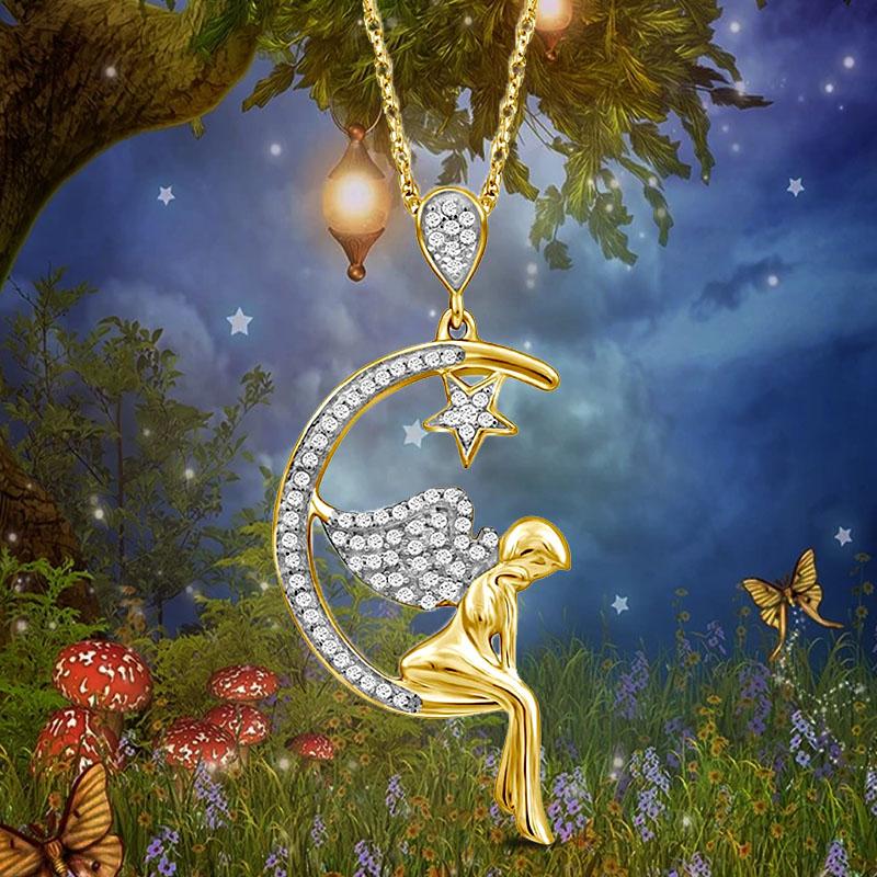 Buy Exquisite Little Angel Necklace Personality Lady Pendant Moon