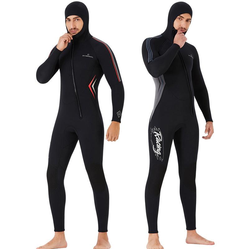 Cheap 3mm Mens Full Length Winter Wetsuit Hood Surf Autumn Hooded
