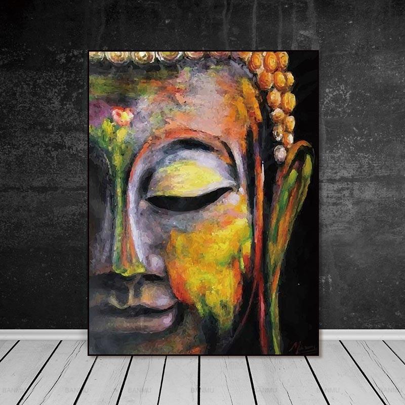 Buy Wall Art Pictures Canvas Painting Vivid Buddha Face On Canvas Home