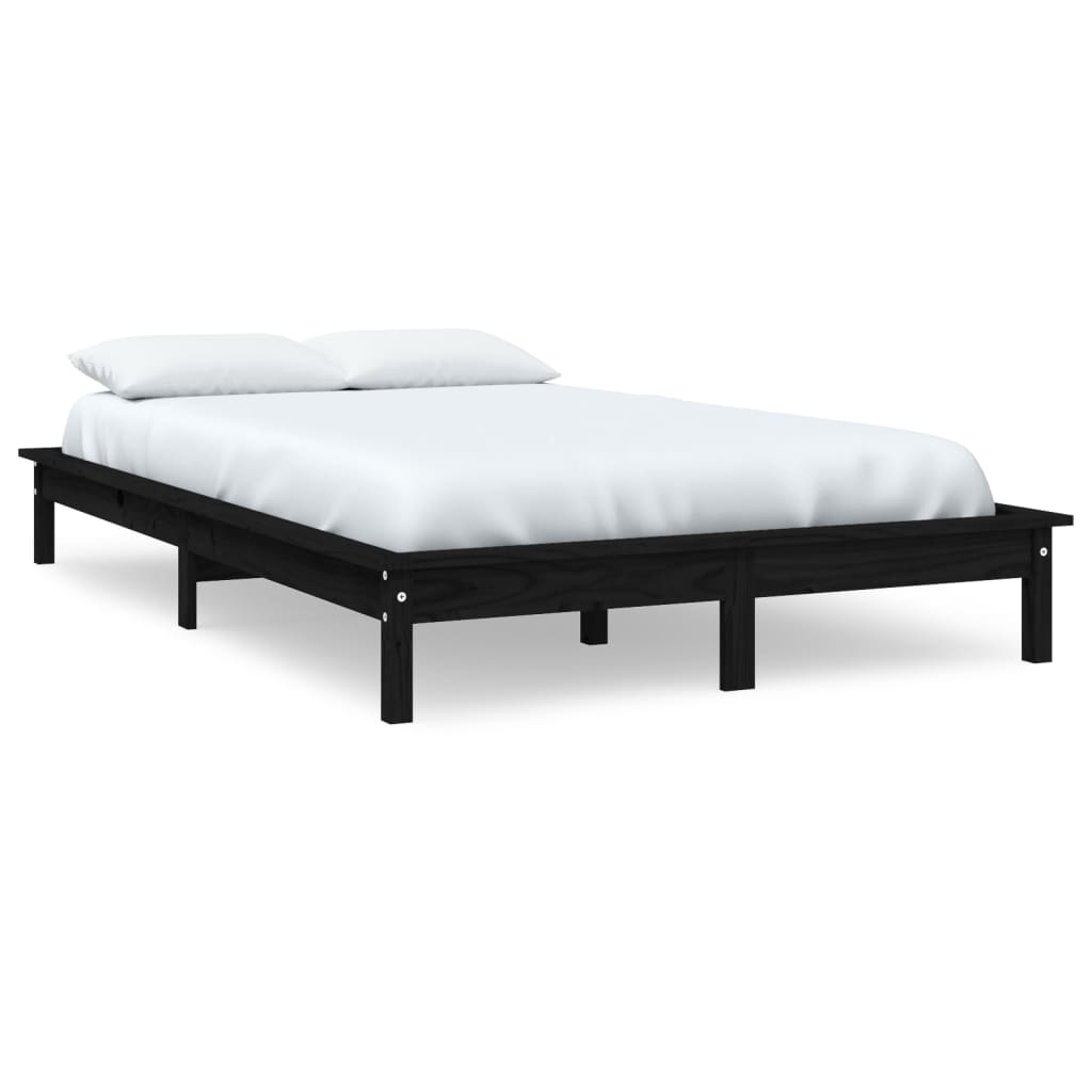 Buy Bed Frame Black 150x200 cm Solid Wood Pine 5FT King Size at