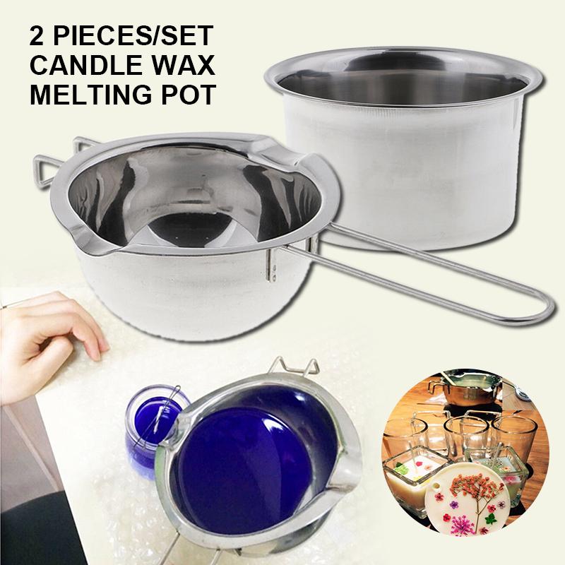 Cheap 2pcs/set Stainless Steel Wax Melting Pot Double Boiler for Candle
