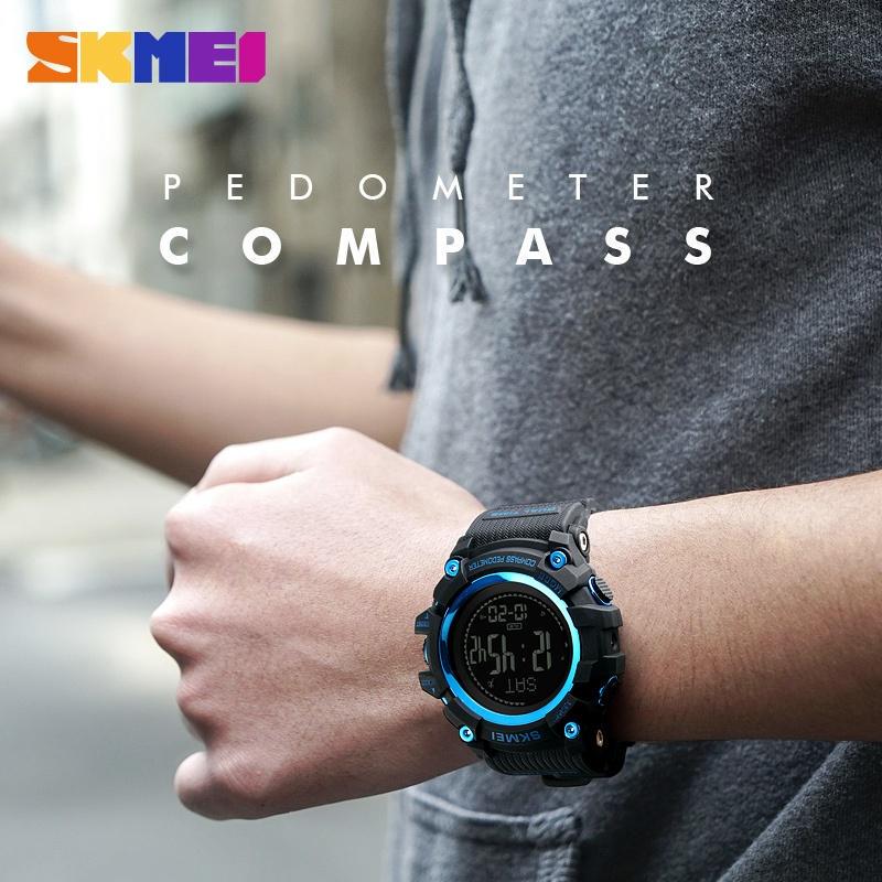 Cheap Skmei Men Watch Led Digital Pedometer Calories Altimeter Compass