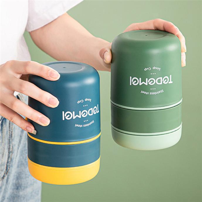 Cheap Stainless Steel Lunch Box Drinking Cup with Spoon Food Thermos