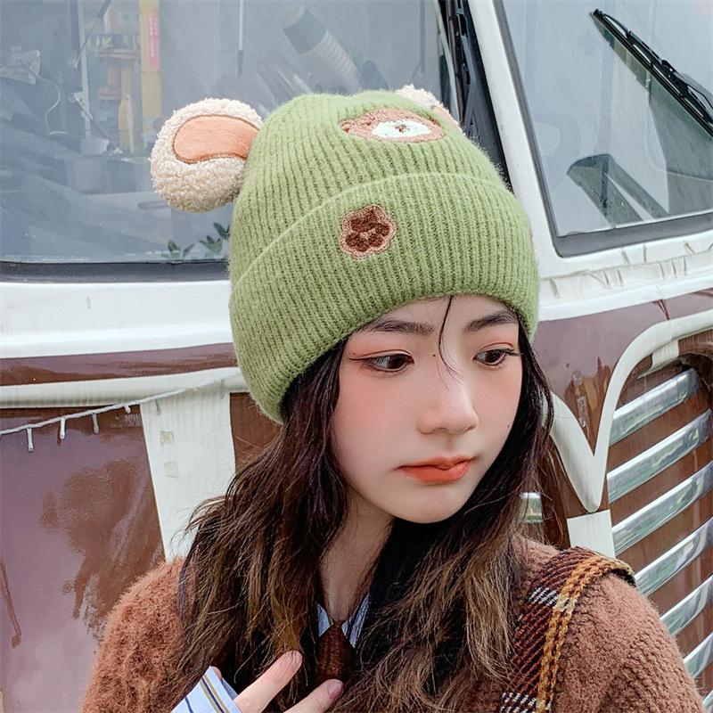 Buy Sweet Knitted Hat Wool Hat with Ears Autumn Winter Women Cap at