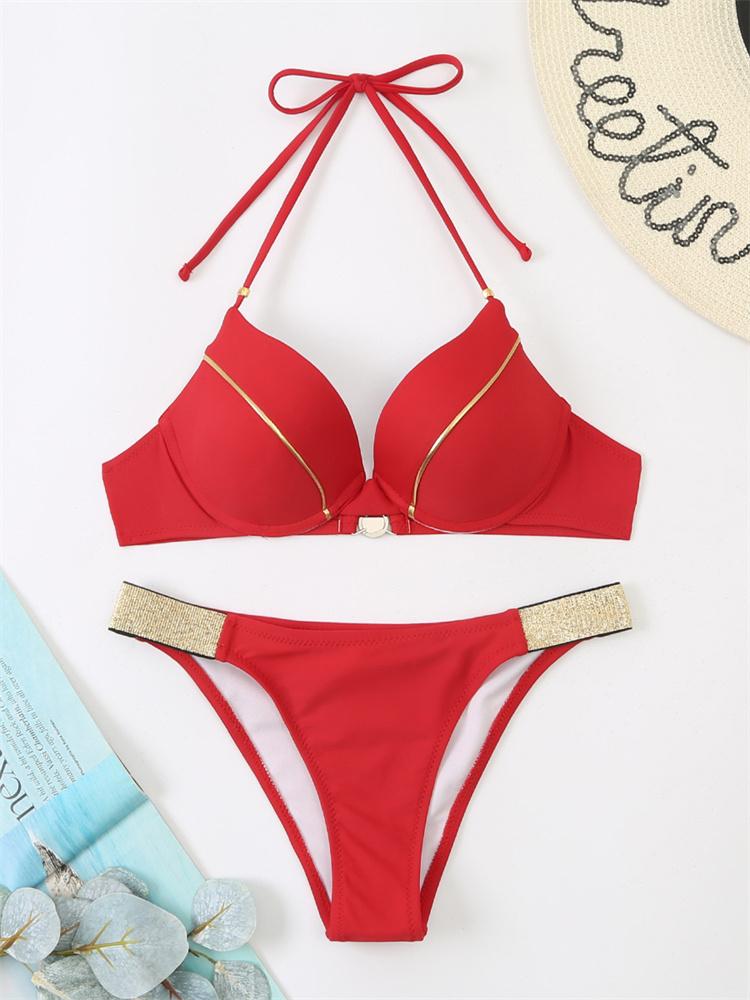 Buy Bikini Swimsuit Women Sexy Solid Push Up Bikinis Set Swimwear