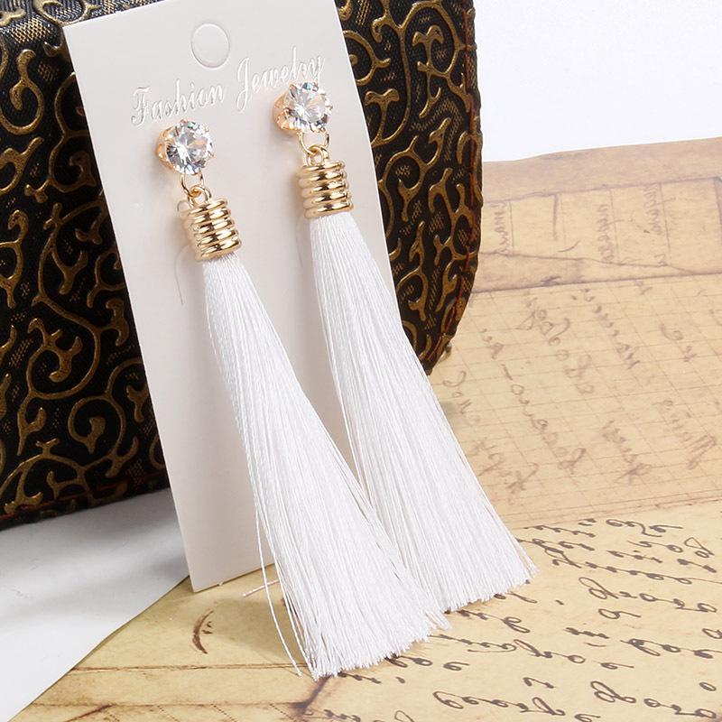 Buy Bohemian Tassel Earring Silk Fabric Long Drop Dangle Earrings for