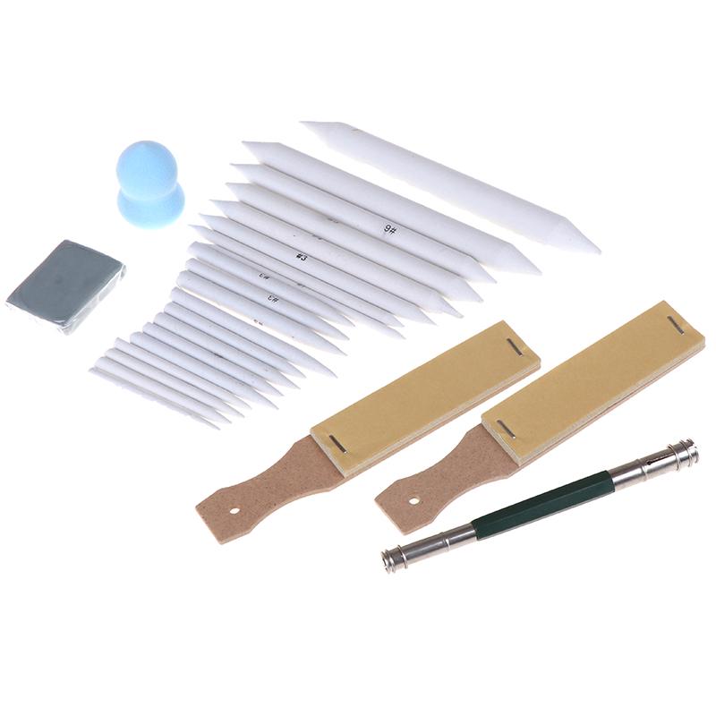 25Pcs Sharpen Blending Smudge Stick Erasable Pencil Set Art Sketch Tool