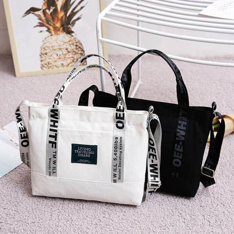 Buy Large Pocket Women Handbag Fashion Canvas Tote Shoulder Bags Letter