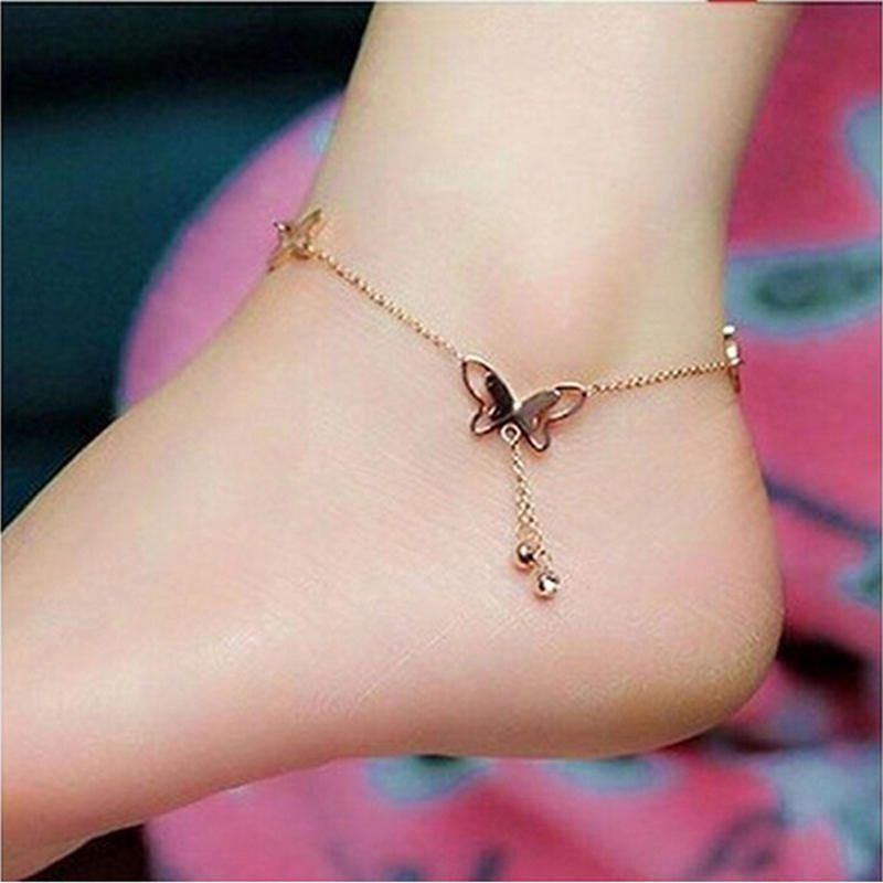 Fashion Women Crystal Ankle Anklet Butterfly Bracelet Sandal Beach Jewelry Shop Authentic