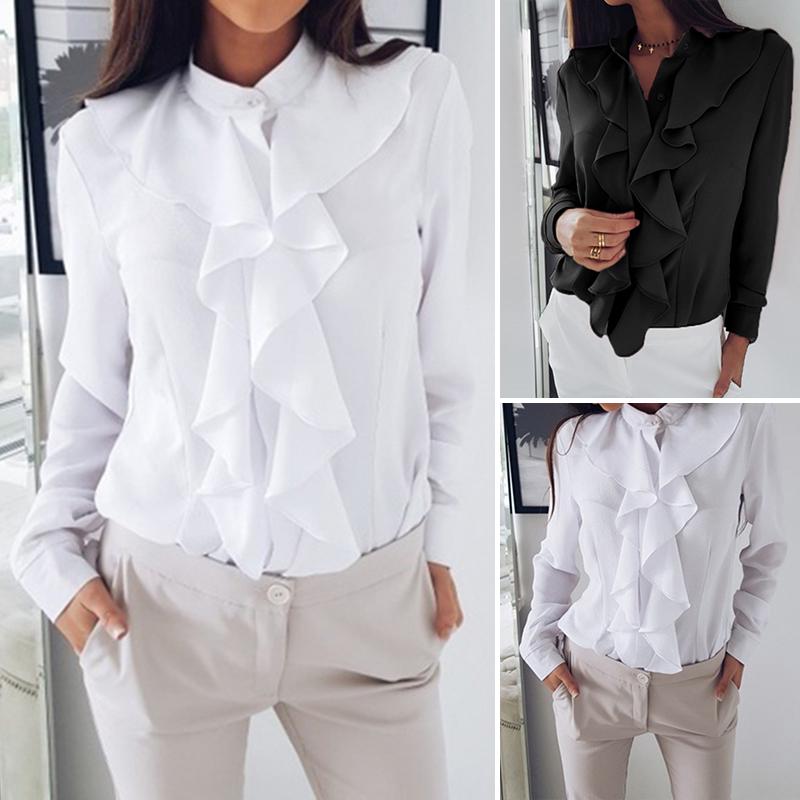 Buy VONDA Ladies Fashion Ruffles Blouse 2020 Spring Casual Women Button