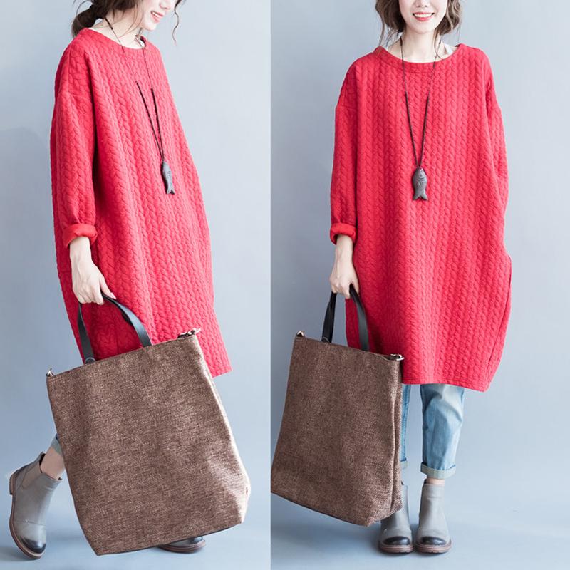 Satın alın Women"s Cotton Dress Loose Long Blouse Fashion Plus Size