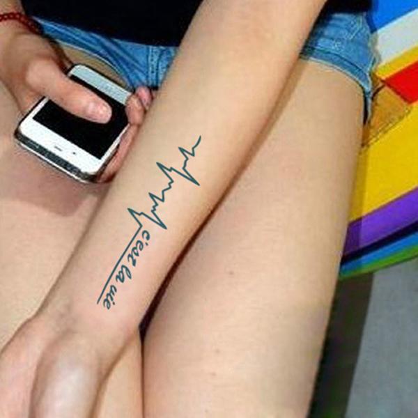 2 Pezzi Di Lettere Di Tatuaggio Impermeabili Elettrocardiogramma Kalong Di Maschio E Femmina Acquista In Modo Economico — Spedizione Gratuita, Recensioni Reali Con Foto — Joom