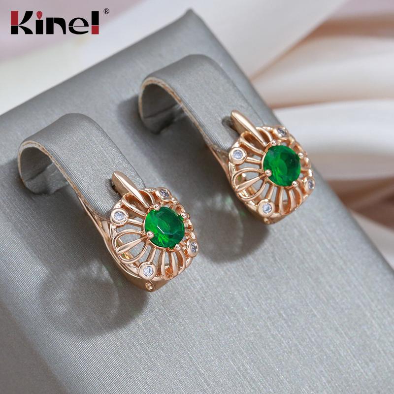 Koupit Kinel Vintage Green Zircon Stud Earring For Women Cute Trendy Fine Jewelry Joom