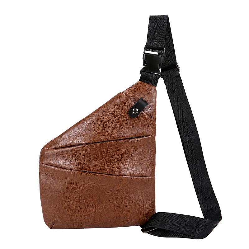 Buy Men Fashion PU Leather Men Chest Pack Crossbody Bag Casual Travel Rucksack Chest Bag Male