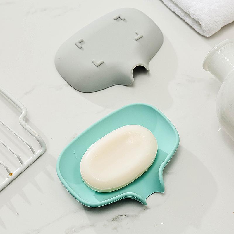 Silicone Soap Dish Drain Holder Draining Tray Keep Soap Bars Dry Clean