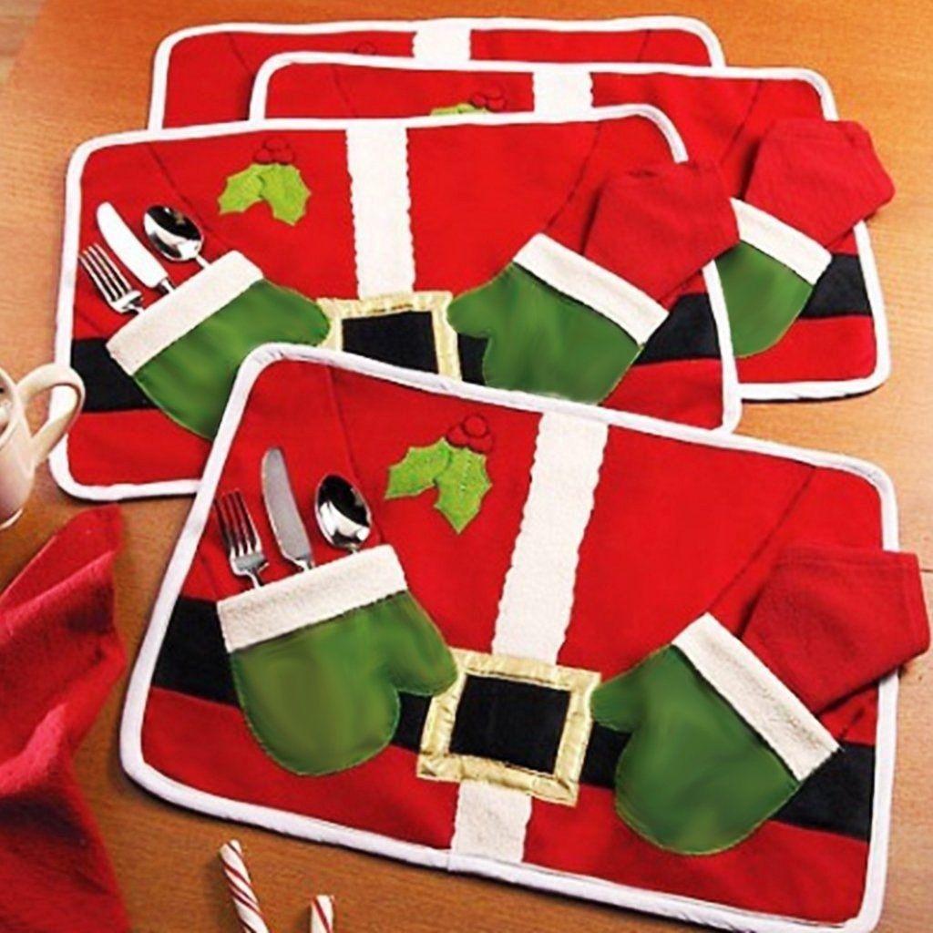 Buy Christmas Santa Placemat Table Runner Mat Cutlery Holder Dinner