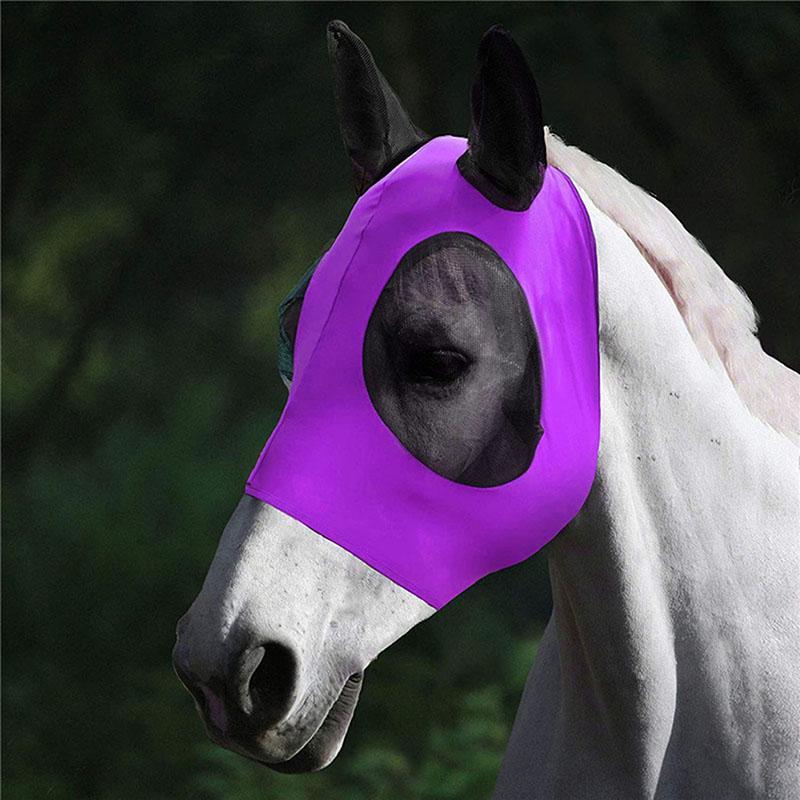 1Pcs Horse Mask Mosquito Fly Breathable Stretch Resistant Elastic Equestrian Supplies Riding