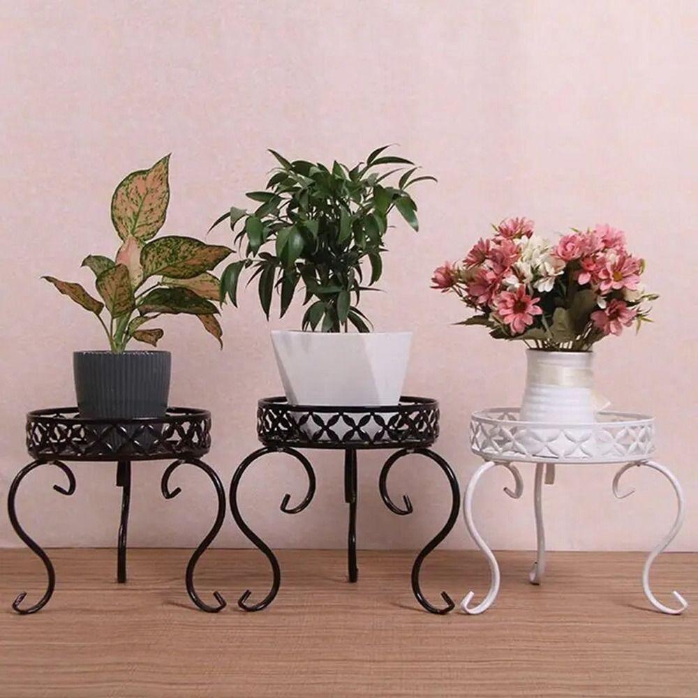 Hand Carved Iron Display Rack Singlelayer Mini Flowerpot Stand