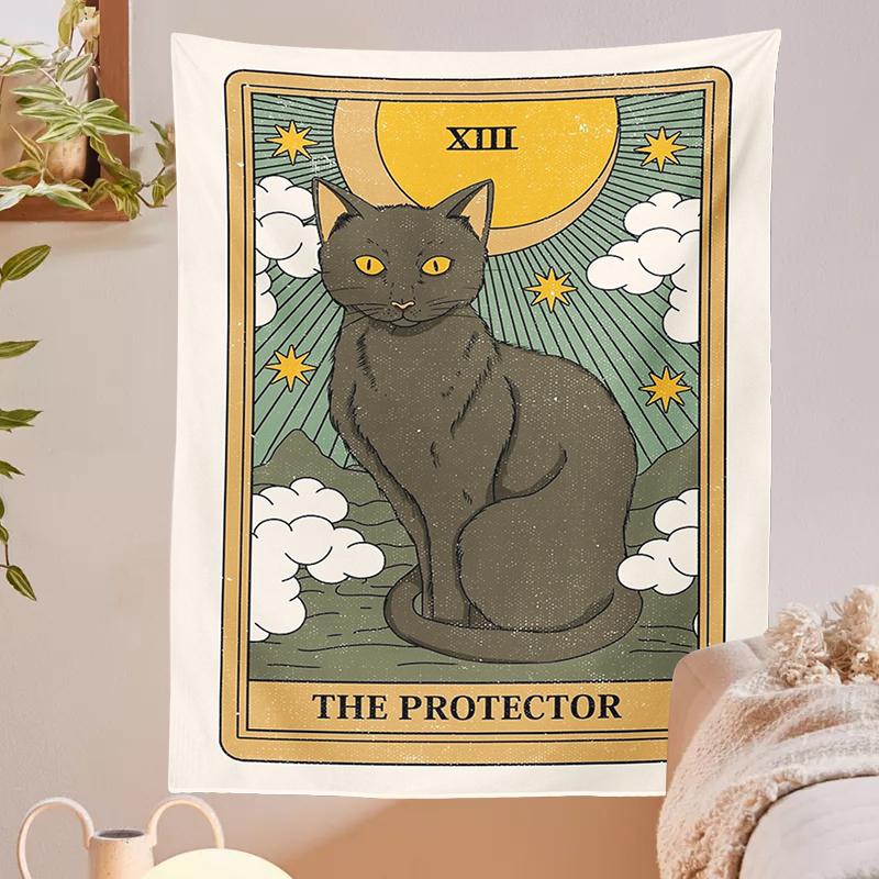 Cheap Cat Wall Hanging Tapestries Cat Divination Witchcraft Tarot Card