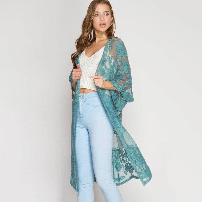 Buy Swim Cover Up for Women Embroidered Lace Long Kimono Cardigan
