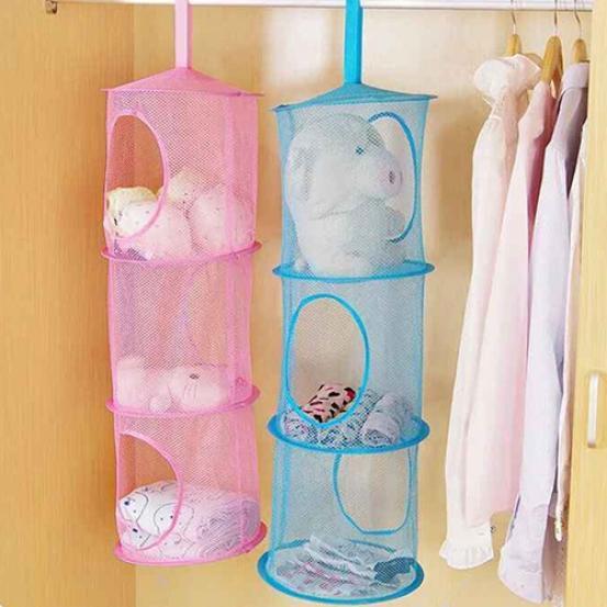 Buy Hanging Storage Organizer 3 Compartments Foldable Hanging Mesh