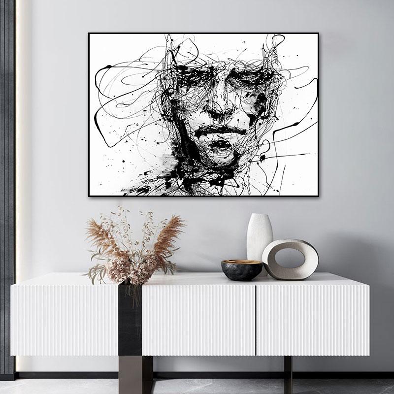 Buy QB Black and White Splash Ink Style Abstract Painting Modern Art