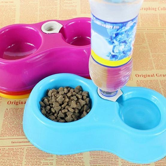 Buy Pets Dog Cat Automatic Food Supply Bowl Bottle Inserted Dual