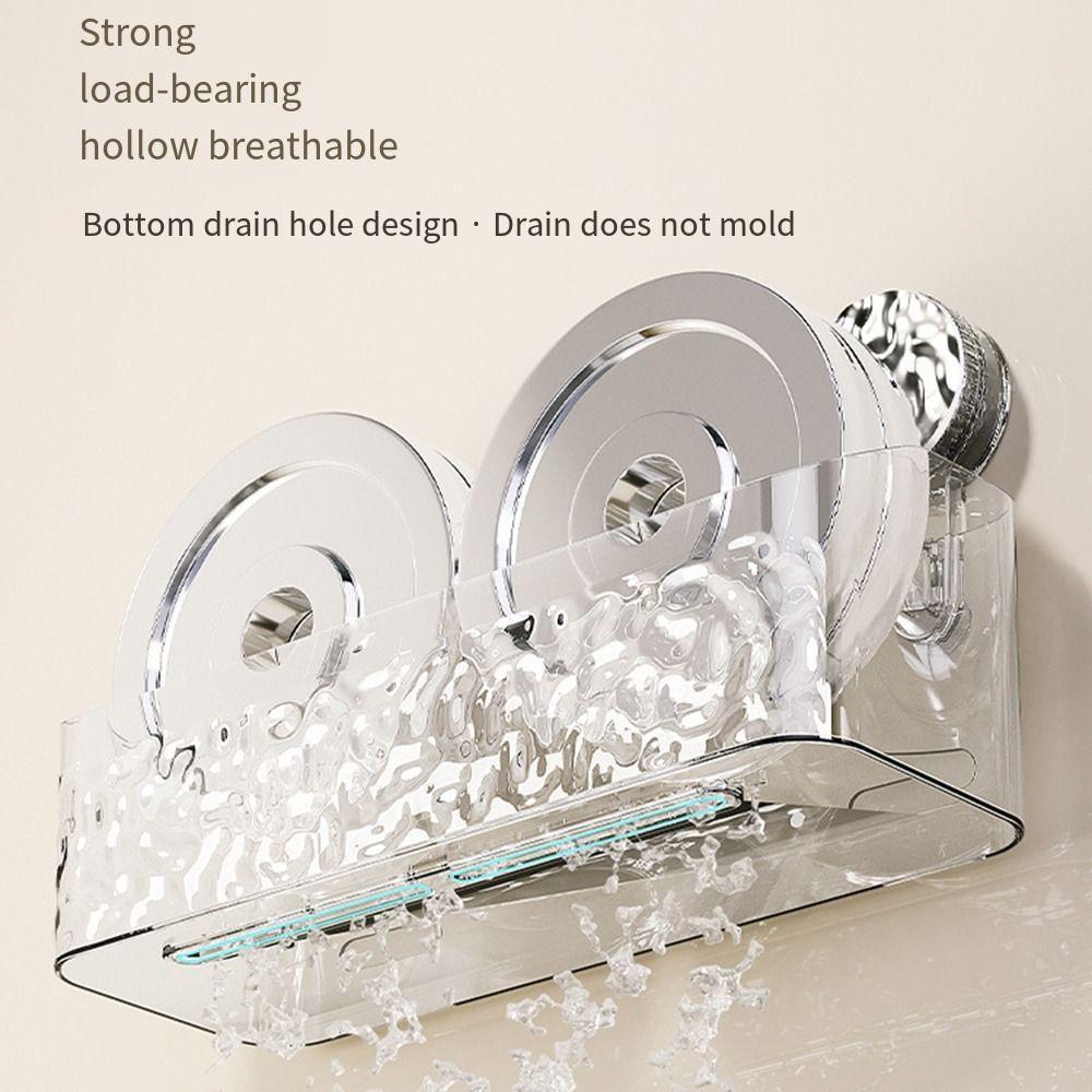 Glacier Pattern Suction Shower Holder Clear Hanging Shower Basket