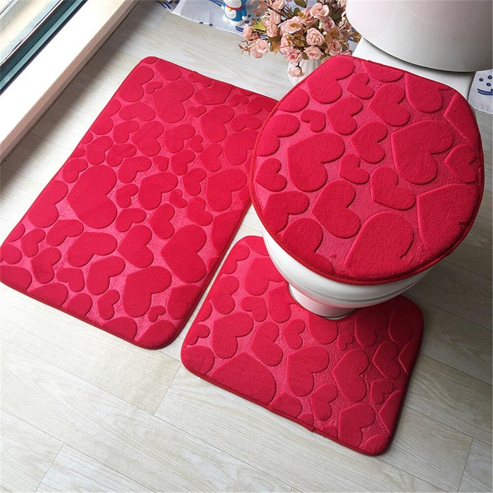 Buy 3 Pieces Set Flannel Floor Mat Door Mat Bathroom Carpet Waterproof