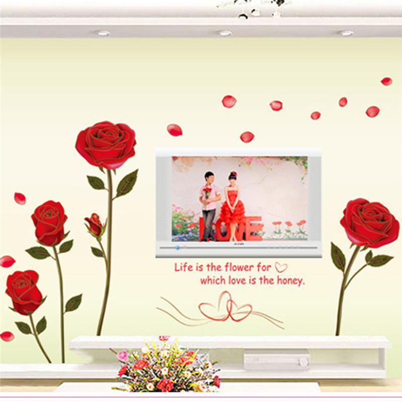 Buy Red Rose Flower Quote Wall Sticker Mural Decal Home Room Art Decor