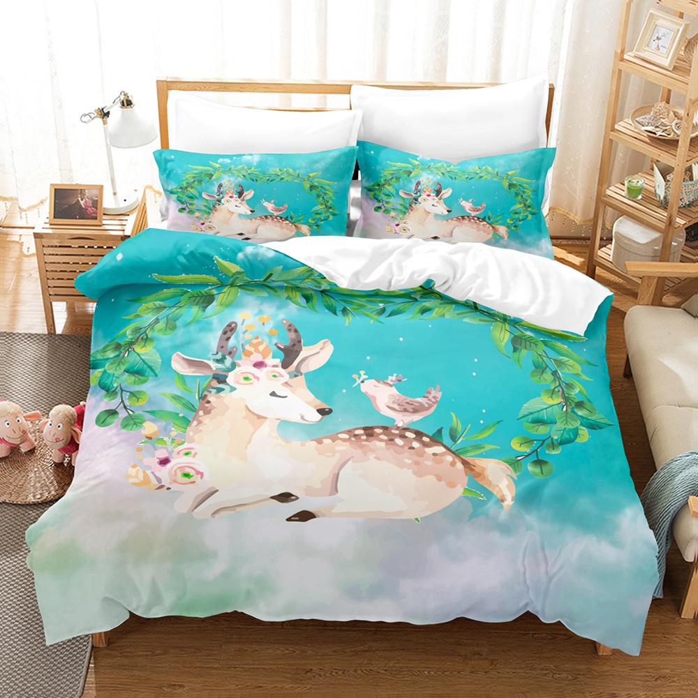 Cheap 3D Deer Quilt Cover and Pillowcase 2/3 Pieces of Highdefinition