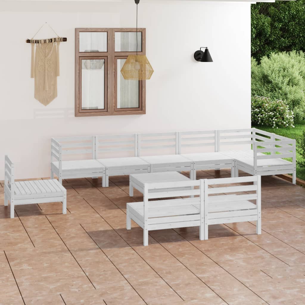 Buy 10 Piece Garden Lounge Set Solid Pinewood White at affordable