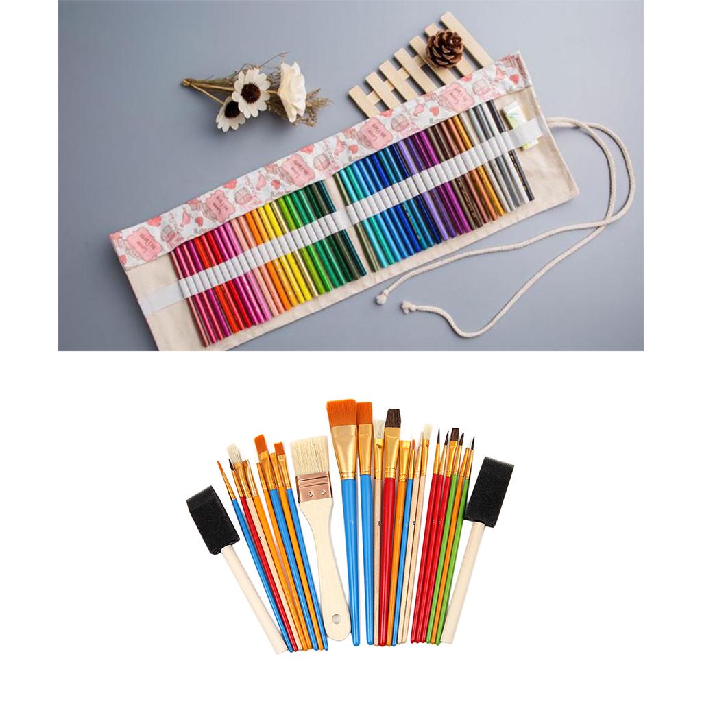 Buy 1xRoll Up Canvas Paint Brush Bag 36 Holes, 25x Artists Oil at