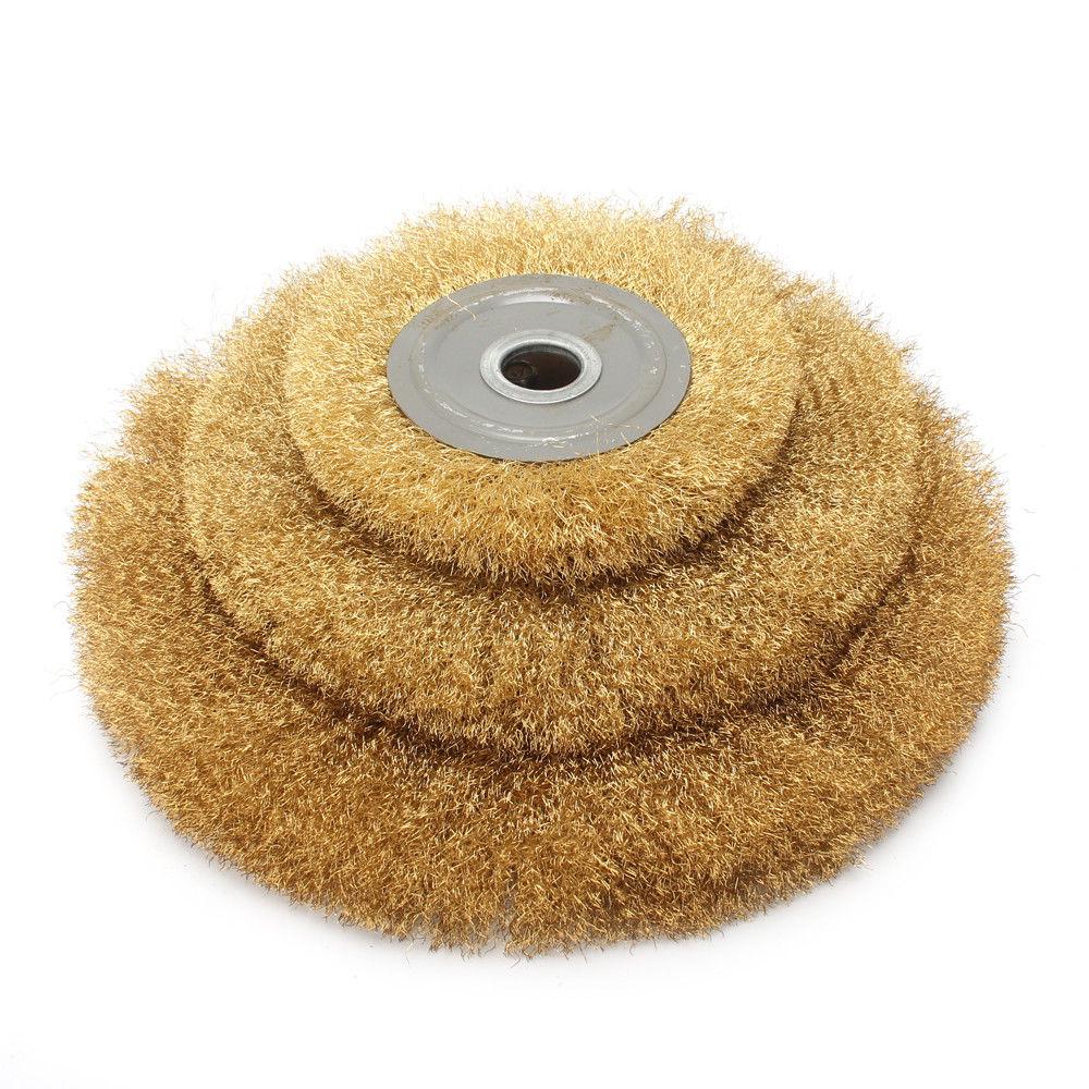 1*Soft Brass Wire Brush Wheel For Bench Grinder 150mm Arbor For Light
