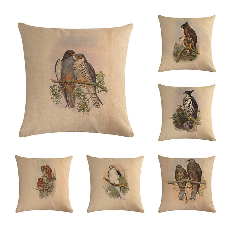 Cushion Cover Owl birds Pillow Case Cotton Linen Cushion Cover 45*45cm