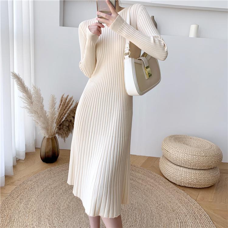 Cheap Women Bottom Knitting Sweater Midi Dresses Autumn Winter New Full