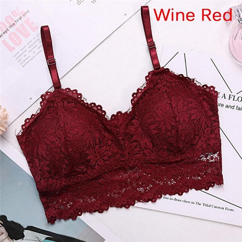 Buy Women Sexy Lace Floral Trim Bralette Crop Top Push Up Bra Underwear