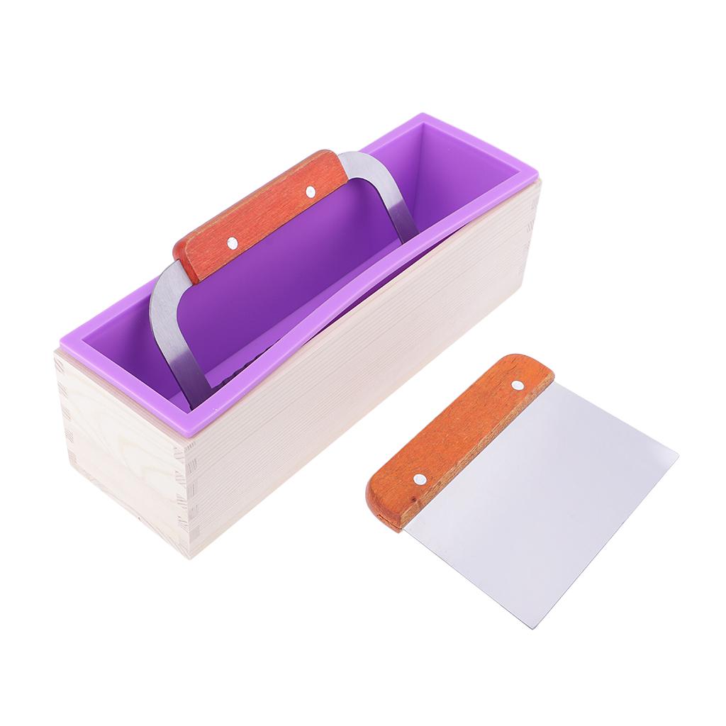 Buy 3pcs/set Wooden Silicone Soap Mold Mould with Cake Cutter Slicer