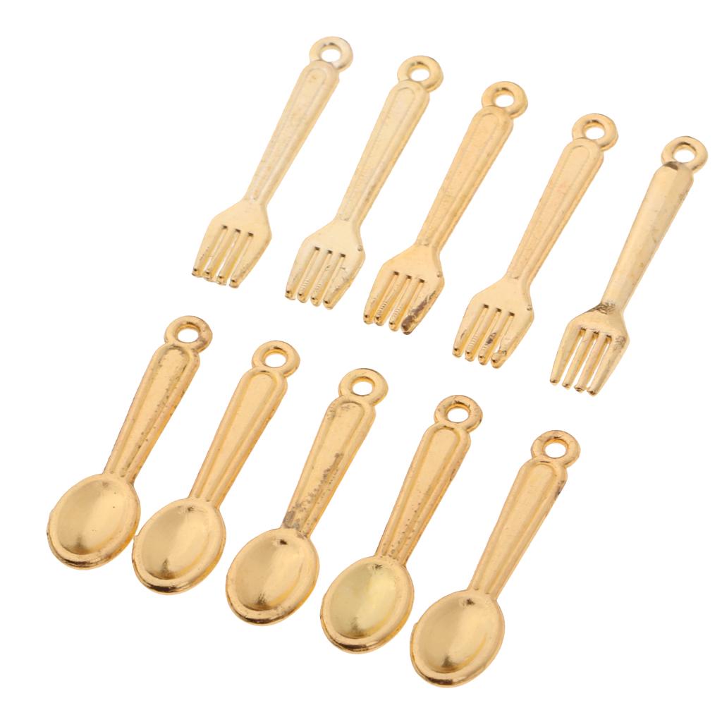 Buy 10pcs Kitchen Tableware Forks & Spoons 112 Dollhouse Miniature
