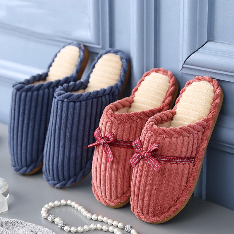 Buy New Men and Women Stripes Warm Nonslip Soft Cotton Slippers Solid