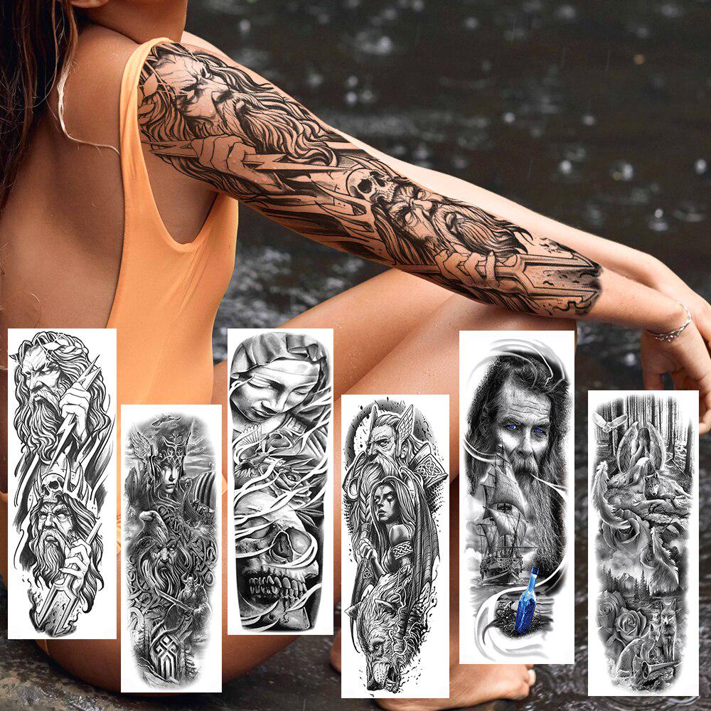 Buy 3D Warrior Full Arm Temporary Tattoos Realistic Fake Buddha Skull Sleeve Tattoo For Men Women Large At Affordable Prices — Free Shipping, Real Reviews With Photos — Joom 1000_x_1000_jpg