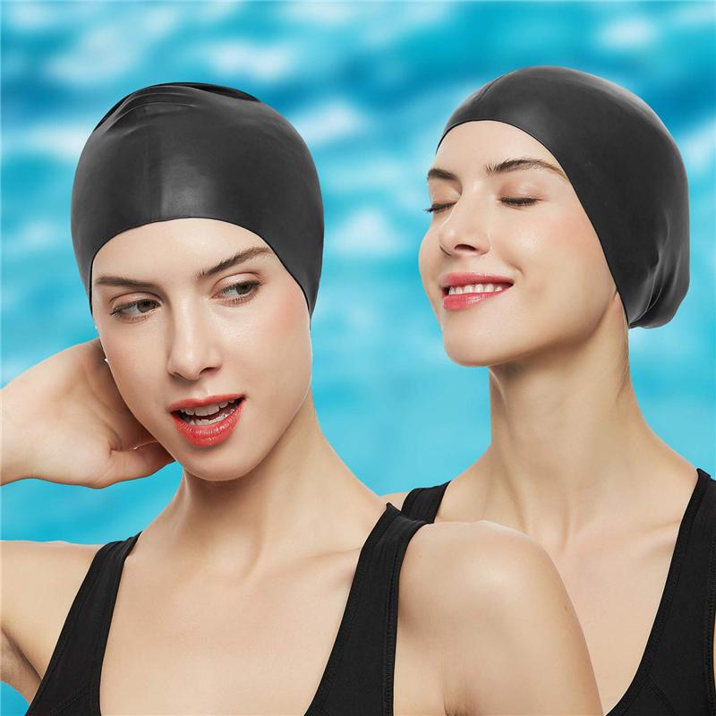 Buy Silicone Swimming Cap Swim Pool Hat for Long Hair Waterproof Swim