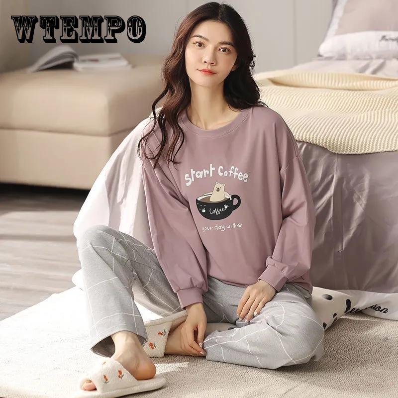 Buy Cotton Pajamas for Women Long Sleeve Home Wear Set Spring Autumn Pullover Pyjamas Suit