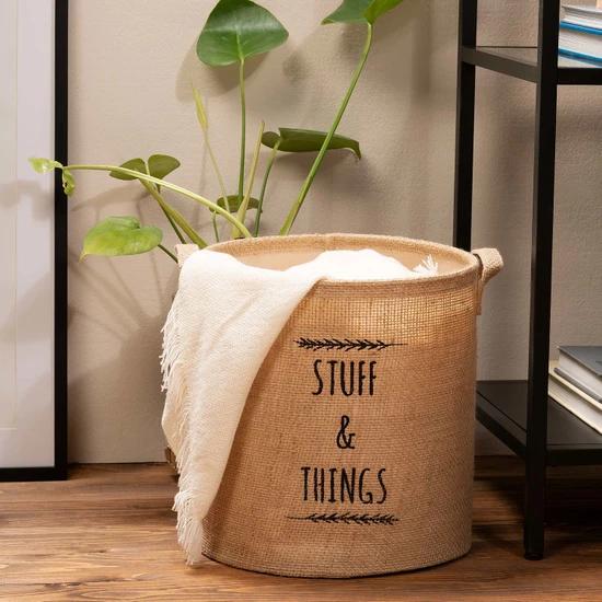 Satın alın Decorative Jute Laundry Basket With Waterproof Base Home